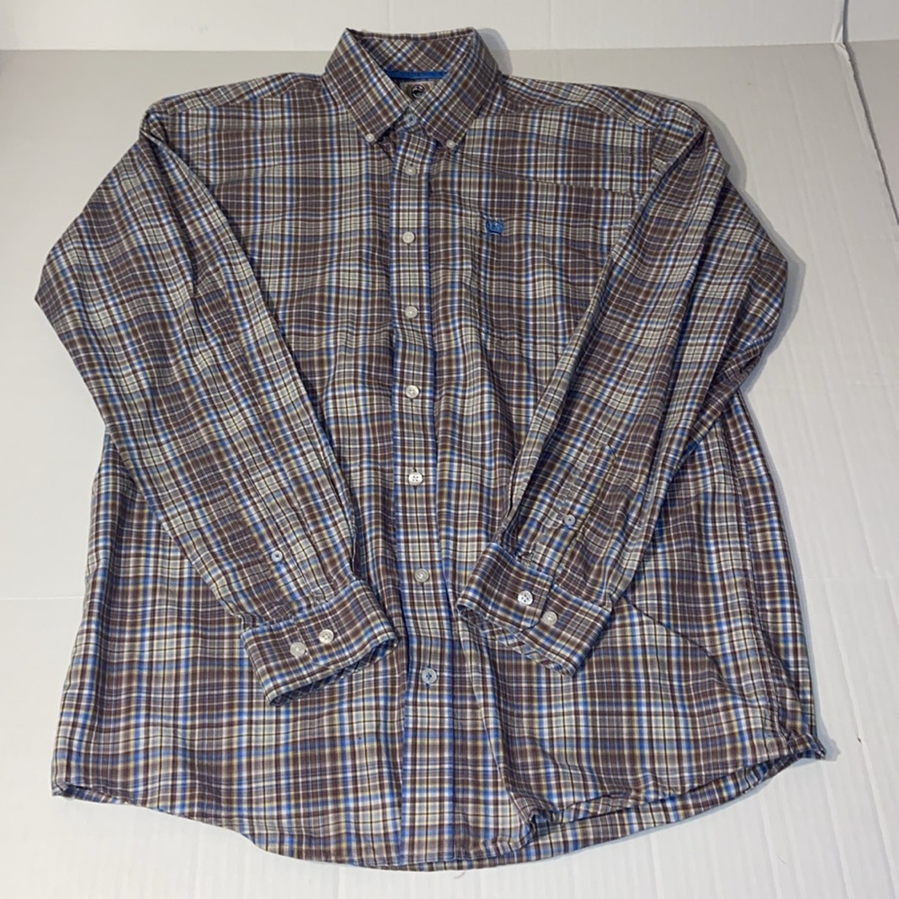 Cinch Men’s Medium Long Sleeve Plaid Button Down Shirt